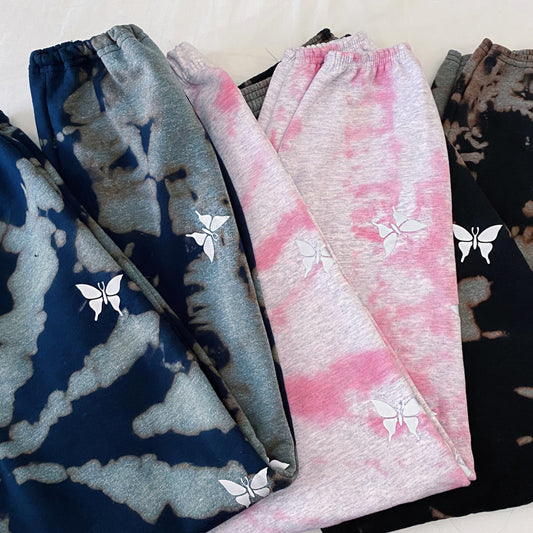 Grey Tie-Dye 3M Butterfly Sweatpants