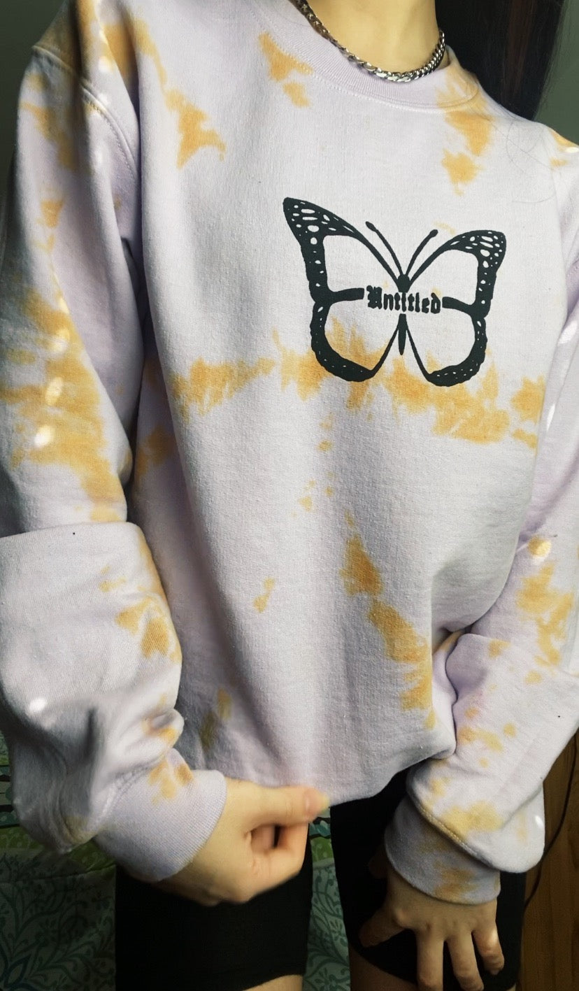 Purple Tie-Dye Butterfly Crewneck Sweatshirt