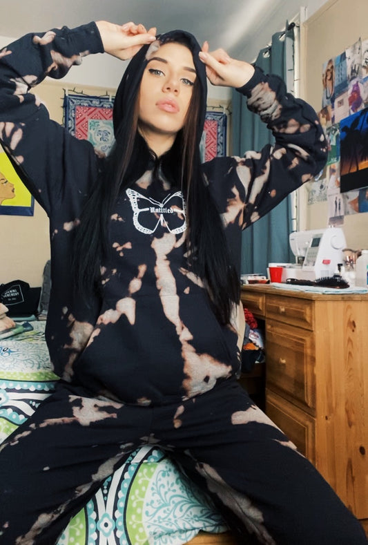Black Tie-Dye Butterfly Hoodie
