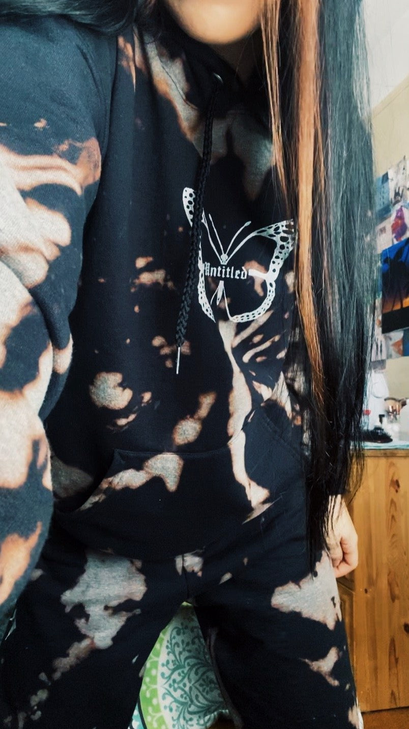 Black Tie-Dye Butterfly Hoodie