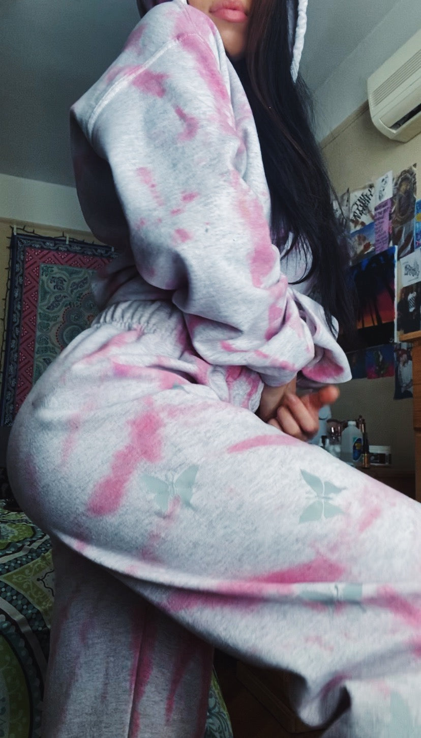 Grey Tie-Dye 3M Butterfly Sweatpants