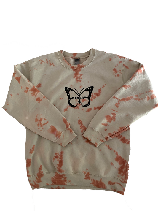 Tan Tie-Dye Butterfly Crewneck Sweatshirt