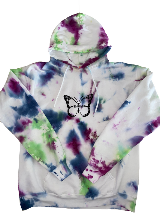 White Tie-Dye Butterfly Hoodie